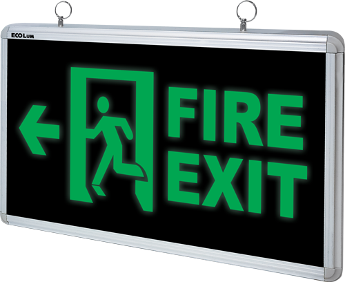 Exit Light, Arrow Left Fire Exit, Double-Sided