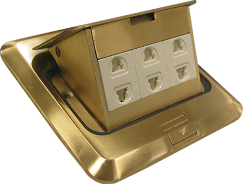Square Floor Receptacle Bronze