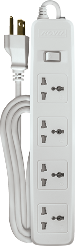 4 Gang Intl Outlet  w/ One Master Switch - White