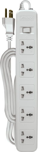 5 Gang Intl Outlet  w/ One Master Switch  - White