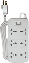 Load image into Gallery viewer, 6 Gang Intl Outlet  w/ One Master Switch - White