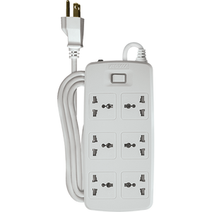 6 Gang Intl Outlet  w/ One Master Switch - White