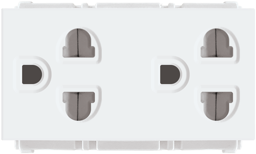 Wide Duplex Universal Outlet w/ Ground & Shutter 250V 16A