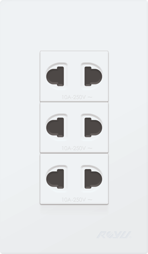 Wide 3 Gang Universal Outlet 250V 10A