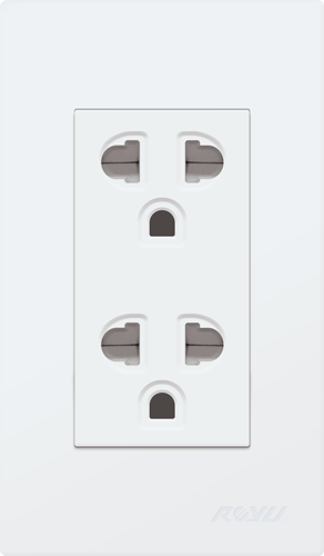 Wide Duplex Universal Outlet w/ Ground & Shutter Set 250V 16A