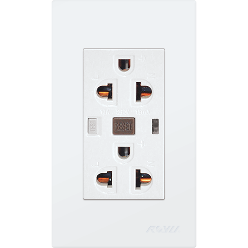 Wide Duplex GFCI Universal Outlet Set 250V 16A